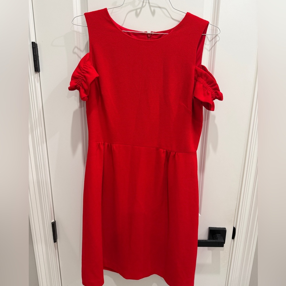 Tahari Chic Red Cold Shoulder Dress